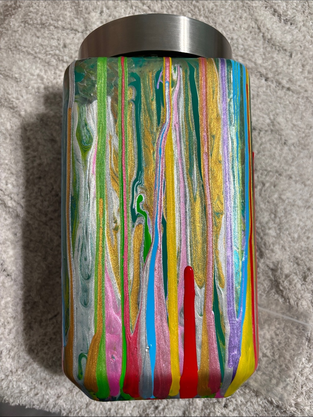 Heavy body non sealed marble pour keepsake vase